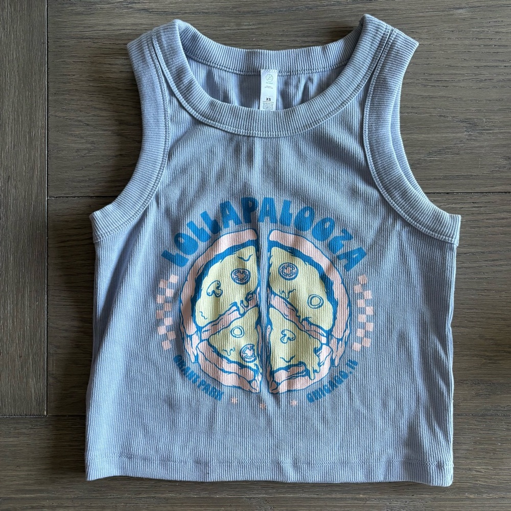 Lollapaloozq Tank Top with Pizza Graphic